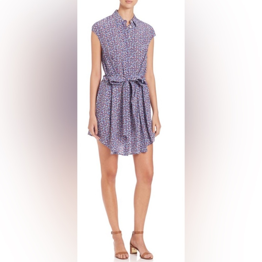 Tory Burch Gigi Shirtdress in Hudson Blue Linosa Sz 4